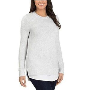 2/$30 Hilary Radley 2fer Sweater Preppy Heather Gray Medium #A1204